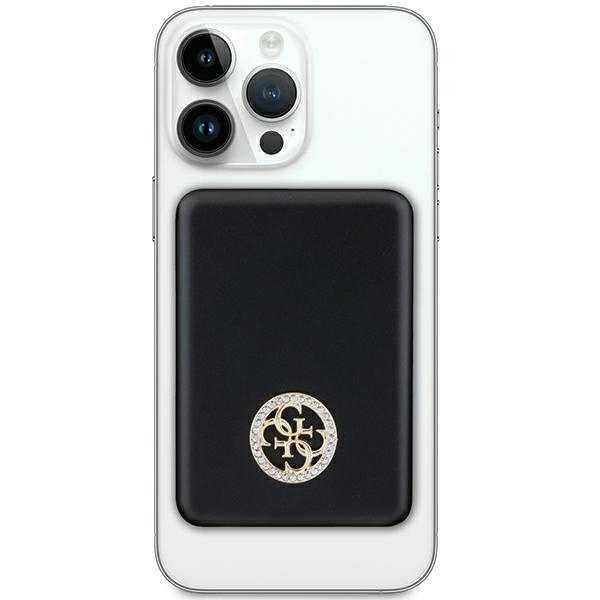 Guess Powerbank indukcyjny 15WGUPBM5AL4DMK 5000mAh czarny/black MagSafe 4G Strassed Metal Logo