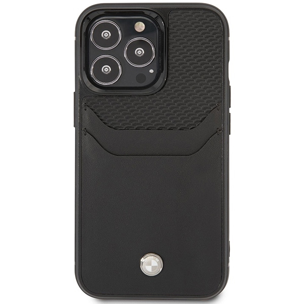 Etui BMW Leather Card Slot na iPhone 14 Pro Max - czarne