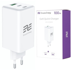 Encore Energy GaN QC PD Wall Charger 1x USB-A 30W 2x USB-C 100W MD-10083Z