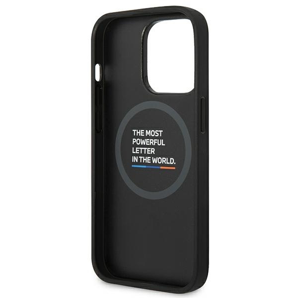 Case BMW BMHMP14L22PTDK iPhone 14 Pro 6.1 "black / black Leather Stamp Tricolor Magsafe