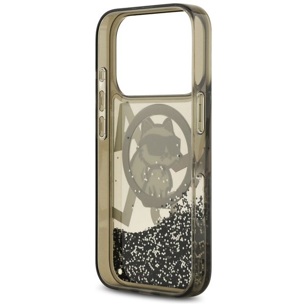 Etui Karl Lagerfeld Liquid Glitter       Choupette Logo MagSafe do iPhone 17 Pro czarny