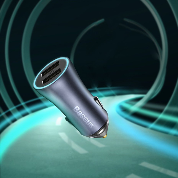 Baseus Golden Contactor Pro fast car charger 2x USB 40 W Quick Charge SCP FCP AFC + USB cable - USB Type C gray (TZCCJD-A0G)