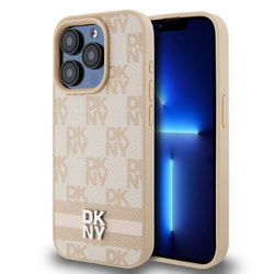 DKNY DKHCP15XPCPTSSP iPhone 15 Pro Max6.7" różowy/pink hardcase Leather Checkered Mono Pattern & Printed Stripes