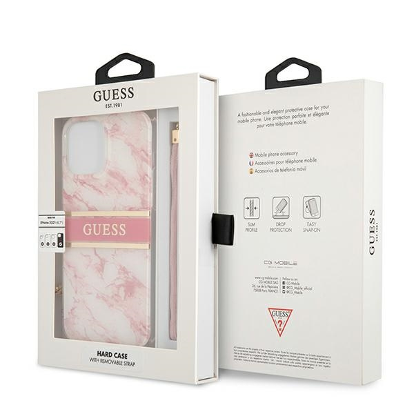 Guess GUHCP13XKMABPI iPhone 13 Pro Max6,7" różowy/pink hardcase Marble Strap Collection