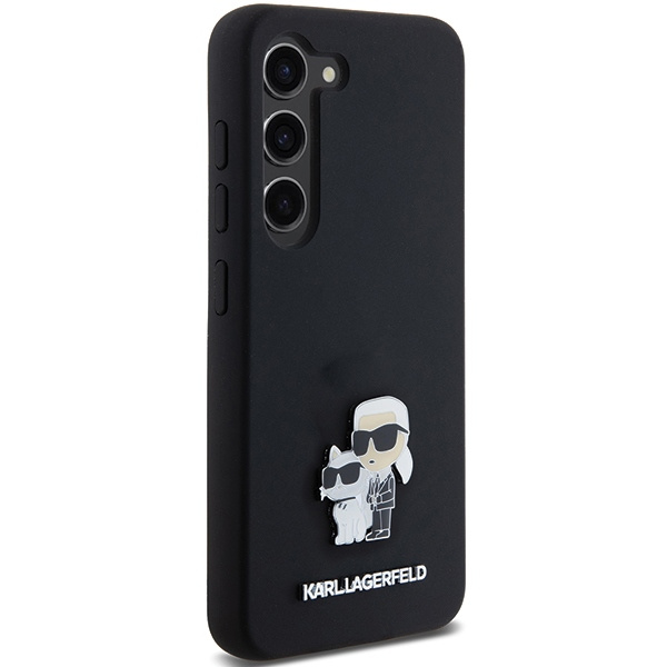 Karl Lagerfeld Silicone Karl&amp;Choupette Metal Pin case for Samsung Galaxy S23 - black