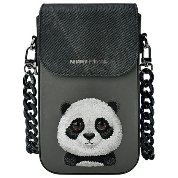 Nimmy Zestaw 3w1 torebka na telefon + portfel + etui na lokalizator czarny/black Big Eyed Pet 2.0 Panda