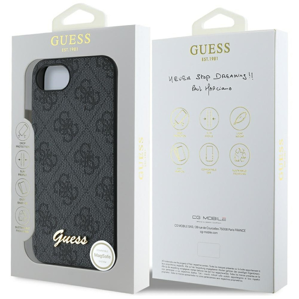 Etui Guess 4G Script Logo MagSafe do iPhone 16e czarny