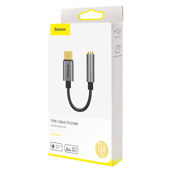 Baseus adapter L54 USB-C do jack 3,5 mm ciemno-szary