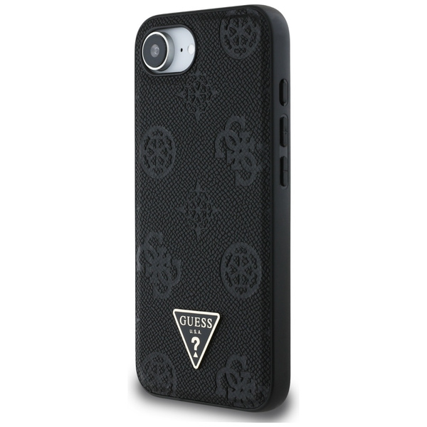 Etui Guess Grained Hot Stamp Peony       Triangle Logo MagSafe do iPhone 16e czarny
