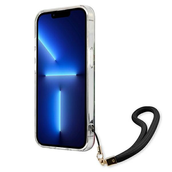 Guess GUHCP13MHFLSB iPhone 13 / 14 / 15 6.1" niebieski/blue hardcase Flower Strap