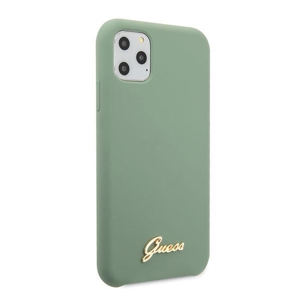 Guess GUHCN65LSLMGKA iPhone 11 Pro Max khaki hard case Silicone Vintage Gold Logo