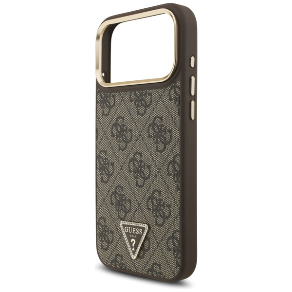 Etui Guess 4G Triangle Logo MagSafe do   iPhone 17 Pro Max brązowy złoty