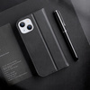 DUX DUCIS HIVO LEATHER FLIP COVER GENUINE LEATHER WALLET FOR CARDS AND DOCUMENTS IPHONE 14 BLACK