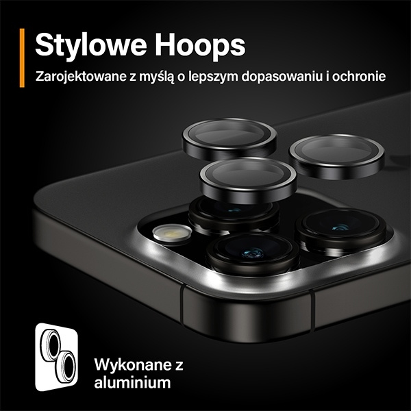 PanzerGlass Hoops Camera iPhone 15 Pro 6.1" / 15 Pro Max 6.7" czarny/black 1139 camera lens protector hoop optic rings