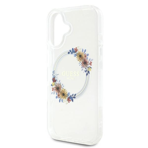 Guess GUHMP16MHFWFCT iPhone 16 Plus6.7" przeźroczysty/transparent hardcase IML Flowers Wreath MagSafe