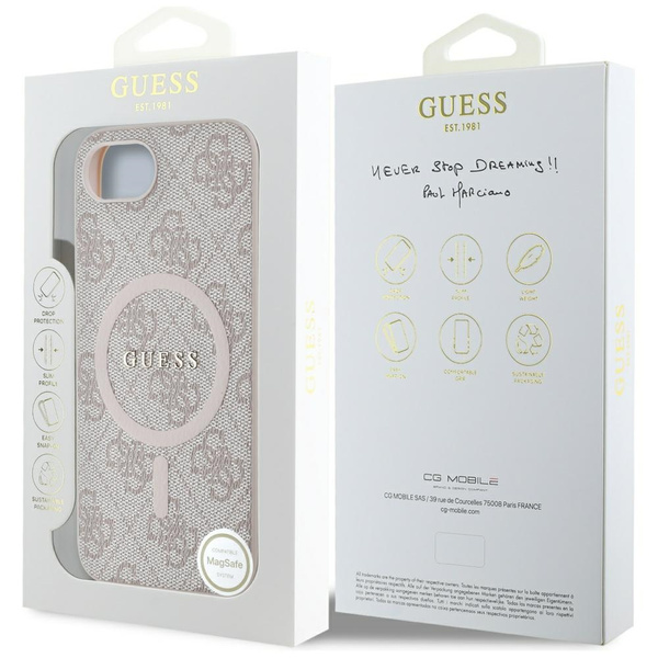 Etui Guess 4G Ring Classic Logo MagSafe  do iPhone 16e różowy