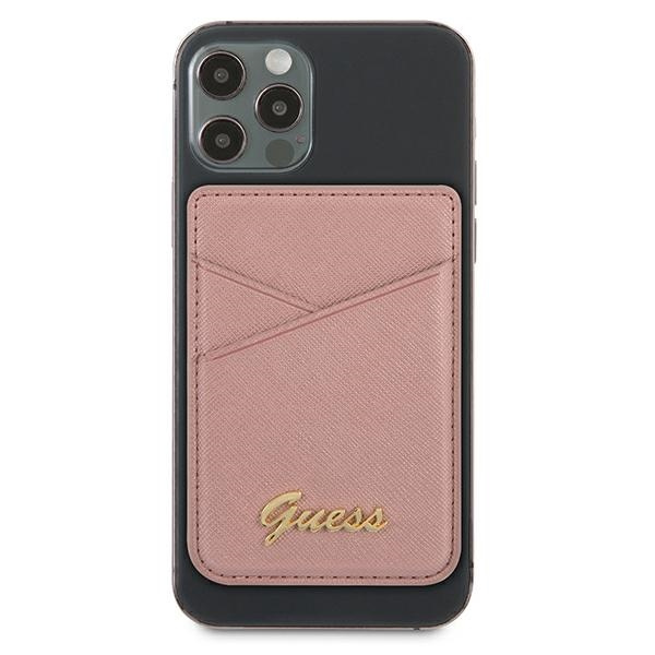 Guess Wallet Card Slot GUWMSSASLPIMagSafe Saffiano różowy/pink