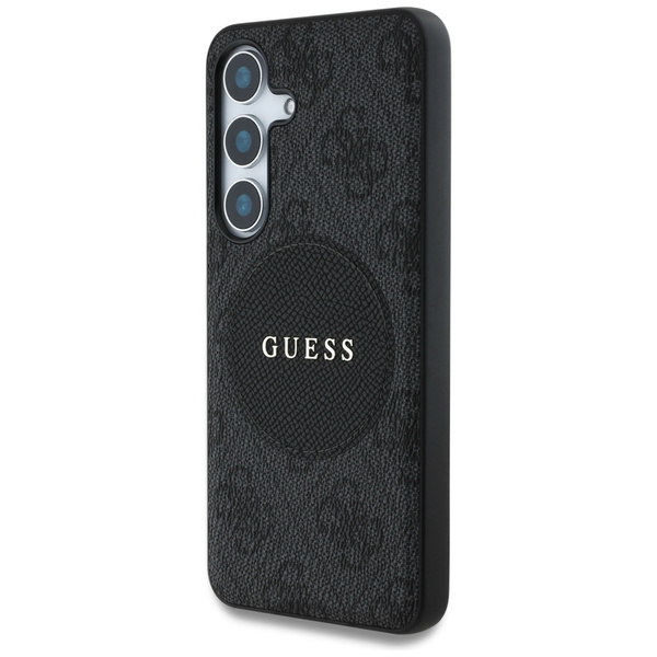 Etui Guess 4G Round Patch Classic Logo   MagSafe do Samsung Galaxy S25 czarny