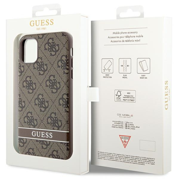 Guess GUHCN61P4SNW iPhone 11 / Xrbrązowy/brown hardcase 4G Stripe