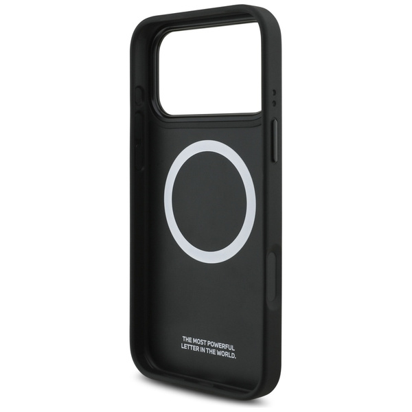 Etui BMW M Perforated Stripe Logo        MagSafe do iPhone 17 Pro Max szary