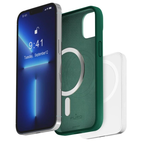 PURO ICON MAG Etui z MagSafe na iPhone 14/13 Ciemnozielony