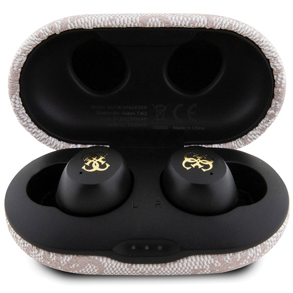 Guess słuchawki Bluetooth GUTWSP4EGPTWS + stacja dokująca ENC różowy/pink 4G Metal