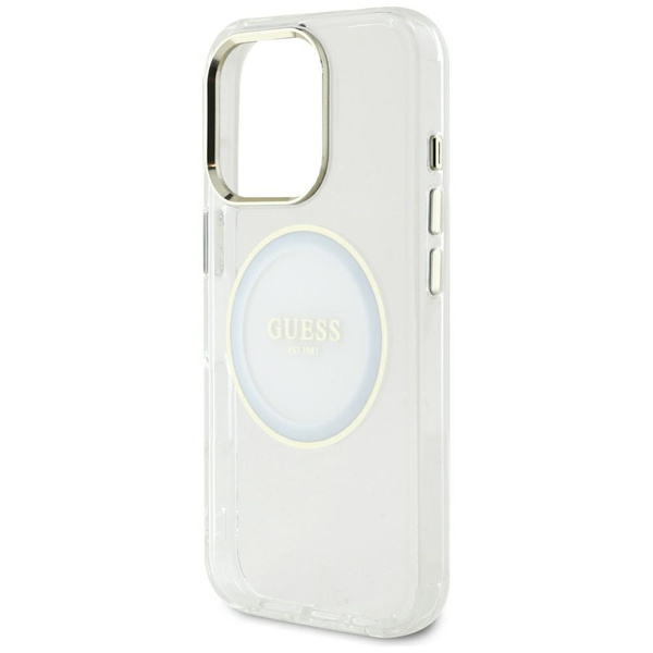 Etui Guess IML Metal Colored Circle      Classic Logo MagSafe do iPhone 16 Pro Max biały