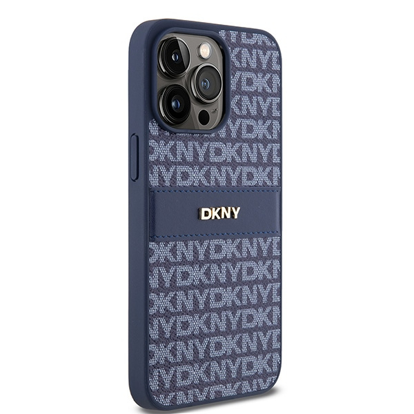 DKNY DKHCP15XPRTHSLB iPhone 15 Pro Max6.7" niebieski/blue hardcase Leather Mono Stripe & Metal Logo