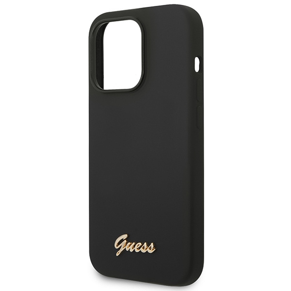 Guess GUHCP14XSLSMK iPhone 14 Pro Max6,7" czarny/black hard case Silicone Vintage Gold Logo