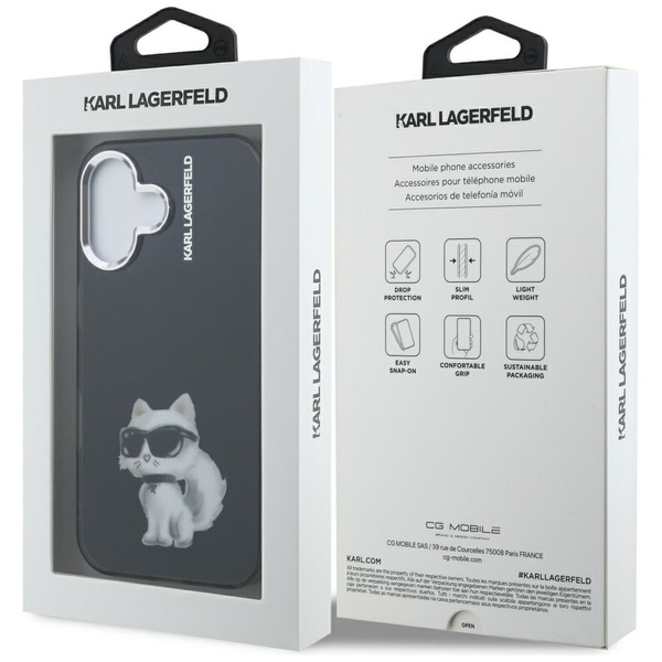 Etui Karl Lagerfeld IML Aquarelle        Choupette & Logo do iPhone 16 czarny