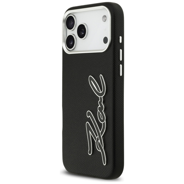 Etui Karl Lagerfeld FW Grained Signature Logo do iPhone 17 Pro Max czarny