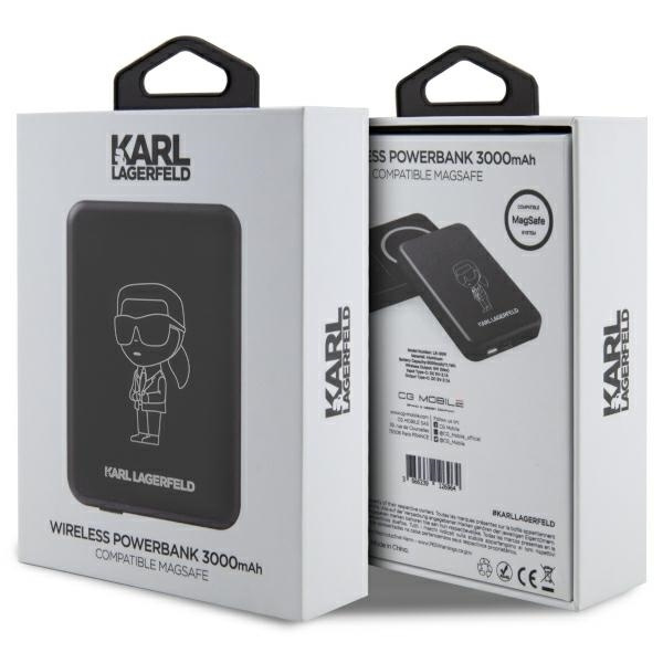 Karl Lagerfeld Inductive power bank KLPBMKIOTTGK 5W 3000mAh black/black Ikonik MagSafe