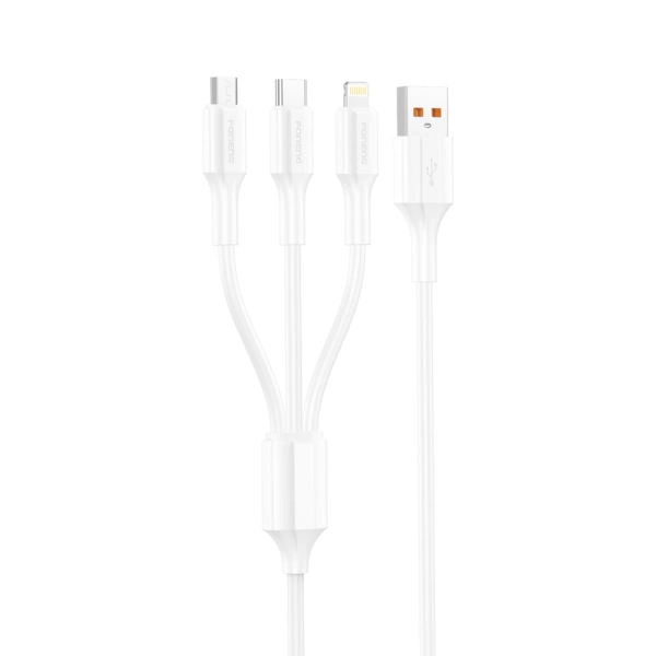 FONENG kabel XS01 3w1 3A 1.2M Biały