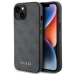 Guess GUHCP15SG4GFGR iPhone 15 / 14 / 13 6.1" szary/grey hard case 4G Metal Gold Logo