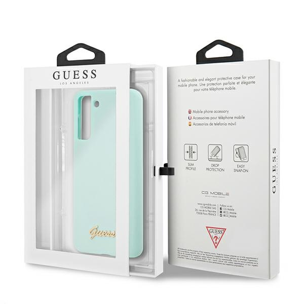 Guess GUHCS21MLSLMGLB S21+ G996niebieski/blue hardcase Silicone Script Metal Logo