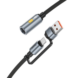 Kabel USB A / USB C do zapalniczka samochodowa Hoco 0,3 m UA38B czarny