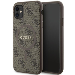 GUESS GUHMN61G4GFRW IPHONE 11 6.1 " / XR BROWN / BROWN HARDCASE 4G COLLECTION LEATHER METAL LOGO MAGSAFE