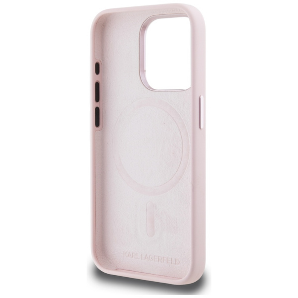 Etui Karl Lagerfeld Silicone Shadow       Metal Initial MagSafe do iPhone 15 Pro Max różowy