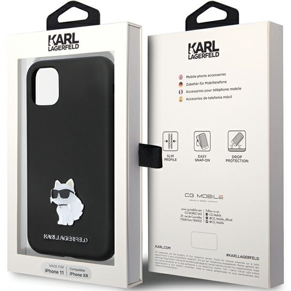 Etui Karl Lagerfeld Silicone Choupette Metal Pin na iPhone 11 / Xr - czarne