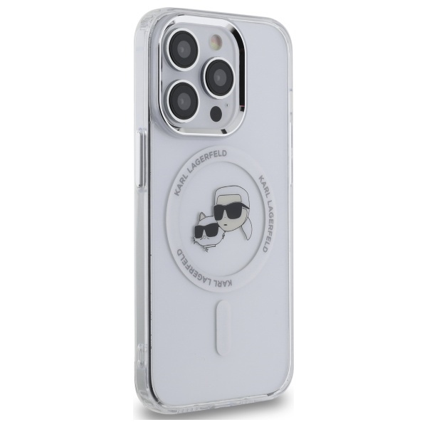 Karl Lagerfeld KLHMP14XHLSKCH iPhone 14 Pro Max 6.7" biały/white hardcase IML Metal Karl&Choupette Head MagSafe