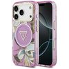 Etui Guess IML Glitter Flowers Triangle  MagSafe do iPhone 17 Pro Max fioletowy