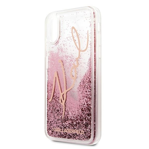 KARL LAGERFELD KLHCPXTRKSRG IPHONE X/XS RÓŻOWO-ZŁOTY/ROSE GOLD GLITTER SIGNATURE