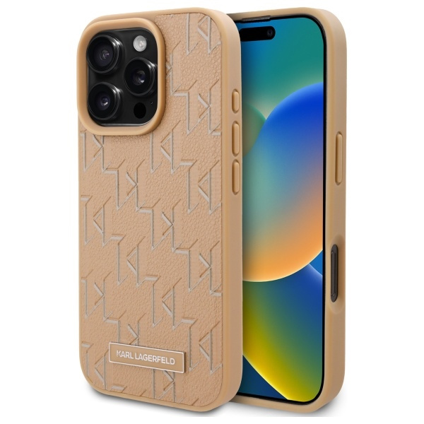 Karl Lagerfeld KLHMP16LPKHPORPE iPhone 16 Pro 6.3" hardcase beżowy/beige Leather Monogram Metal Logo MagSafe