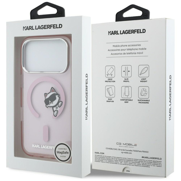 Etui Karl Lagerfeld IML Peekaboo MagSafe do iPhone 17 Pro różowy