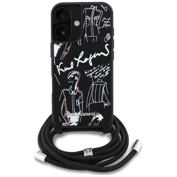 Etui Karl Lagerfeld Crossbody Grained    Pattern & Logo do iPhone 16 czarny