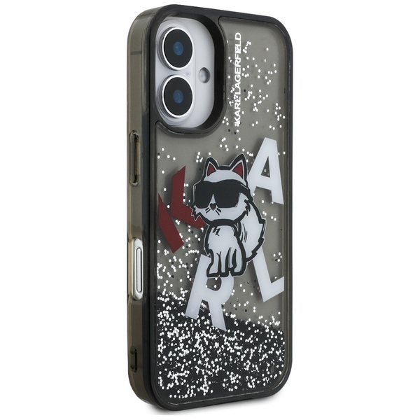 Etui Karl Lagerfeld Liquid Glitter       Choupette Logo do iPhone 16 czarny