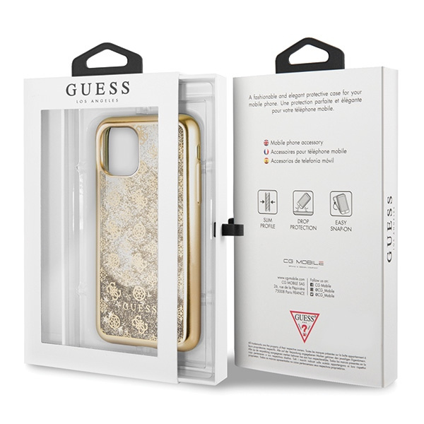 Guess GUHCN58PEOLGGO iPhone 11 Prozłoty/gold hard case 4G Peony Liquid Glitter