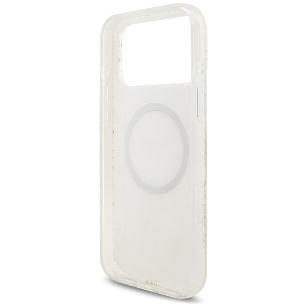 Etui Guess IML Flowers Electro Pearl     Strap MagSafe do iPhone 17 Pro Max biały