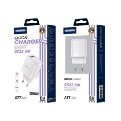 JELLICO wall charger A77 22,5W 1xUSB QC3.0 + cable Lightning White