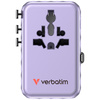 Verbatim Adapter podróżny EU/UK/US GaN   2xUSB-C/2xUSB-A/1xUSB-C PD 100W fioletowy 30193